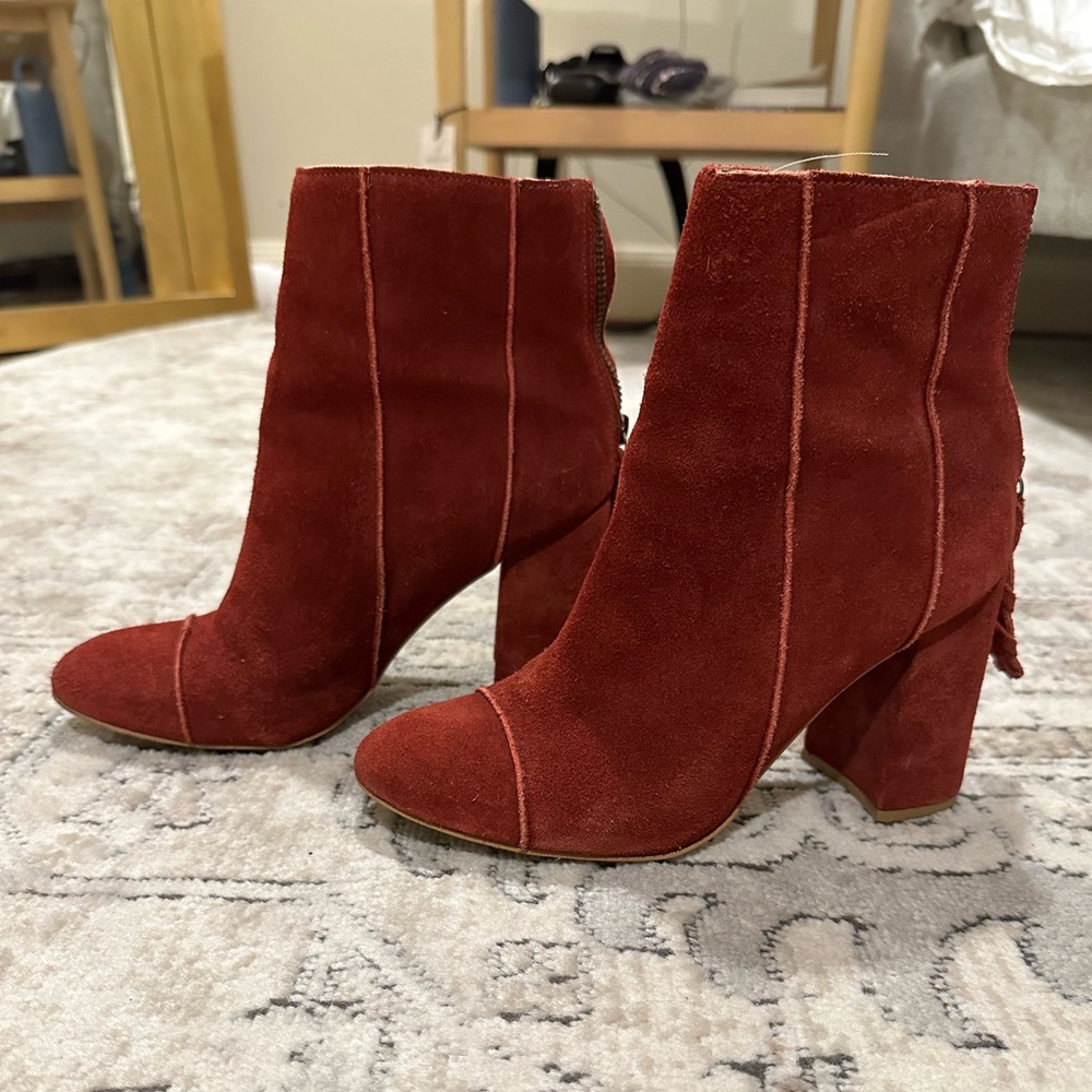 COPY - ABLE burgundy suede booties size 8